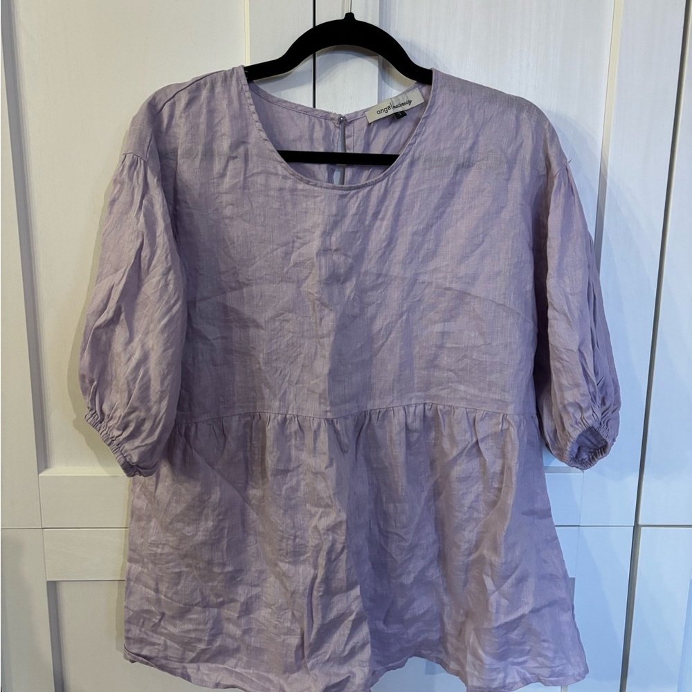 Chic Lilac Blouse with Puff Sleeves